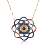 Silver Sun of Life Evil Eye Women's Necklace